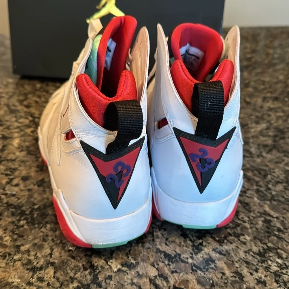 Air Jordan 7 Retro White and Red Sneakers EUC 10.5